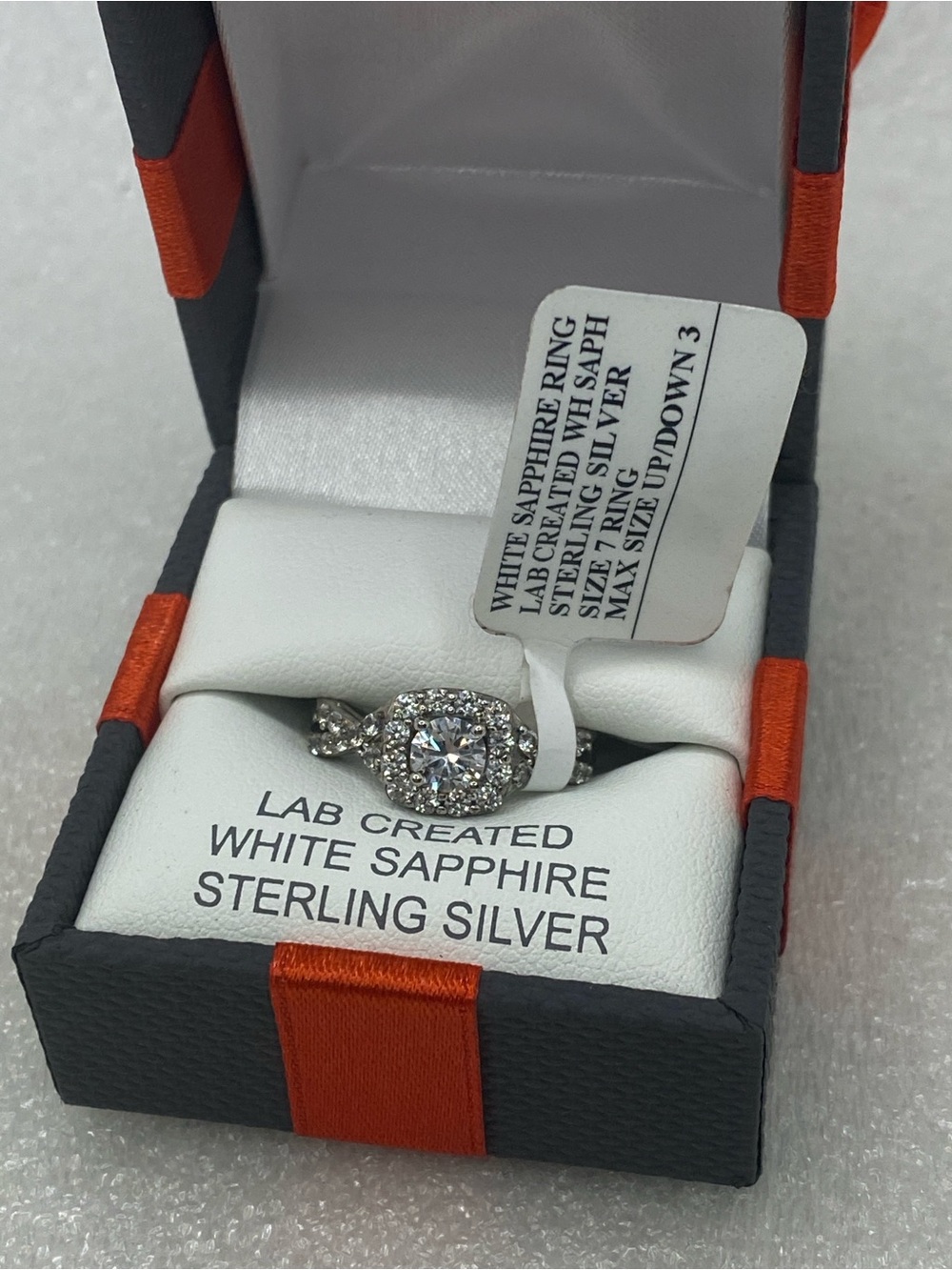 Sterling Silver White Sapphire Halo Ring - Silver